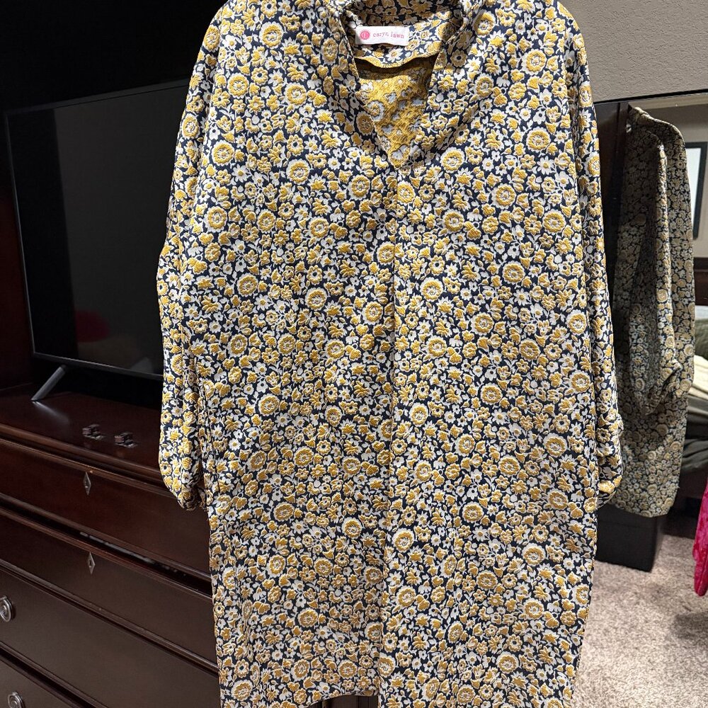 Caryn Lawn Dress - One size Gold and navy